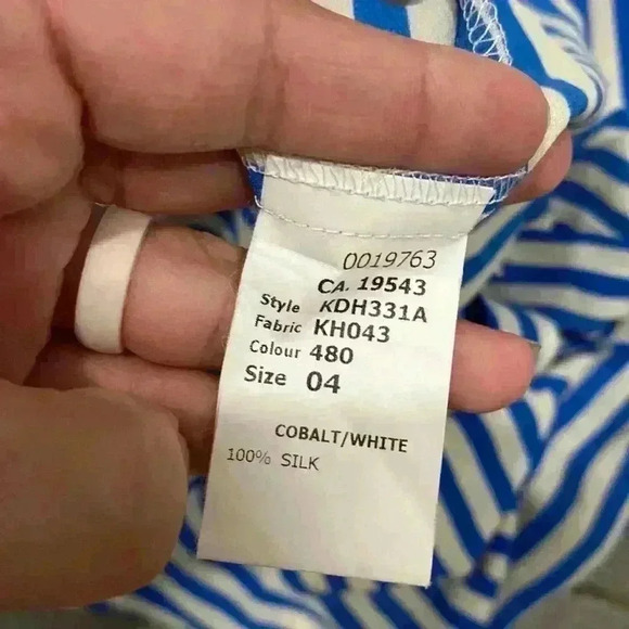 Michael Kors 100% Silk Women’s Button Down Cobalt White Size 4 - Picture 6 of 10